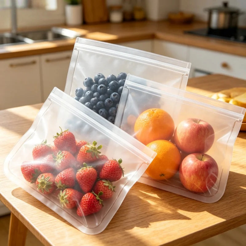 Silicone Food Storage Containers Reusable Food Storage Bags Lunch Bags Stand Up Zip Shut Bag Cup Fresh Food Leakproof Containers