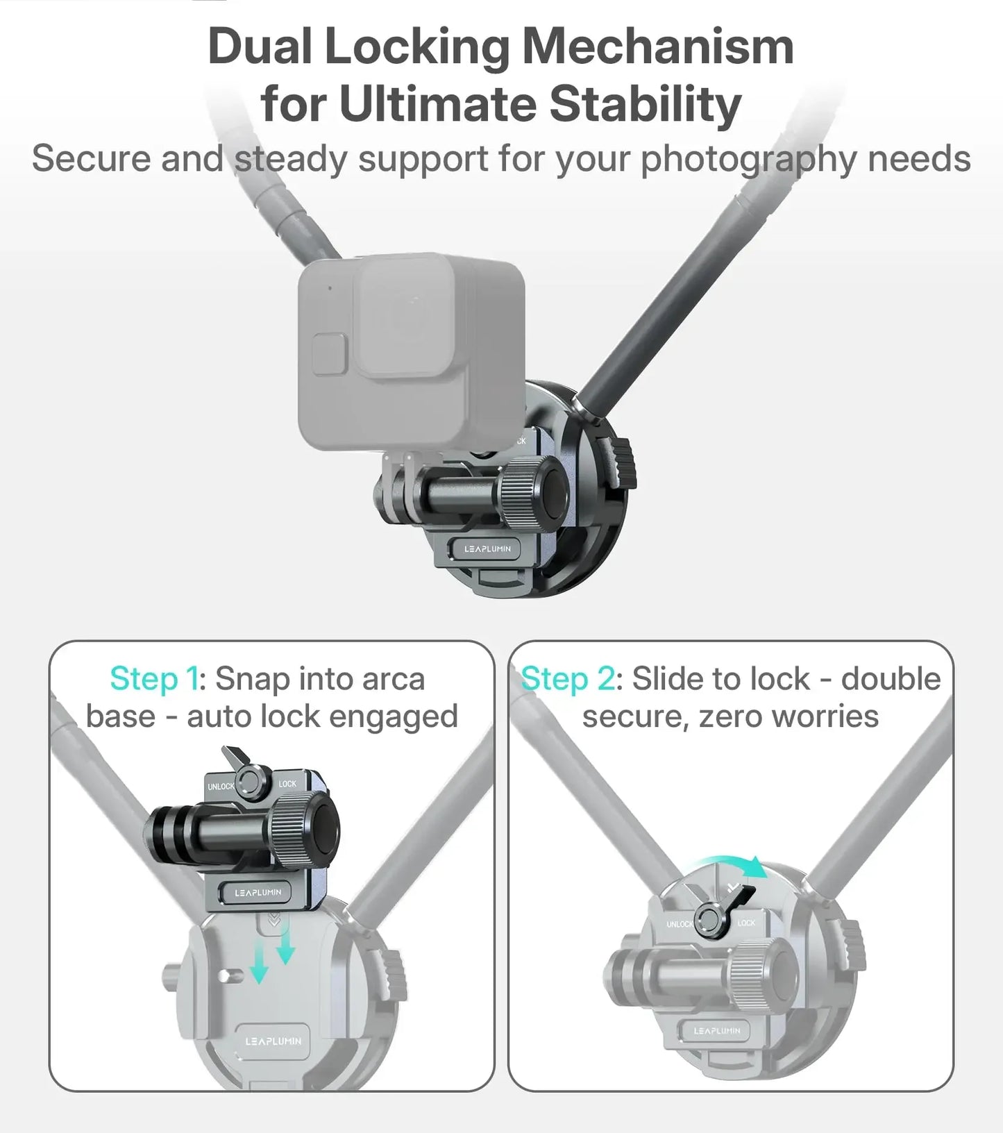 Neck Mount for Action Camera, POV Stabilizer with Chest Mount - Quick Release System for Ergonomic, Hands-Free Filming of Skiing