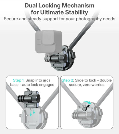 Neck Mount for Action Camera, POV Stabilizer with Chest Mount - Quick Release System for Ergonomic, Hands-Free Filming of Skiing