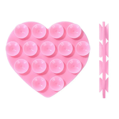 Heart-shape Sucker Support Silicone Sucker Strong Adsorption Mobile Phone Fixed Pad Hand-Free Washable Suction Cup Bracket