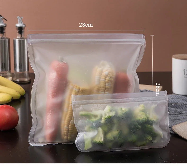 Silicone Food Storage Containers Reusable Food Storage Bags Lunch Bags Stand Up Zip Shut Bag Cup Fresh Food Leakproof Containers