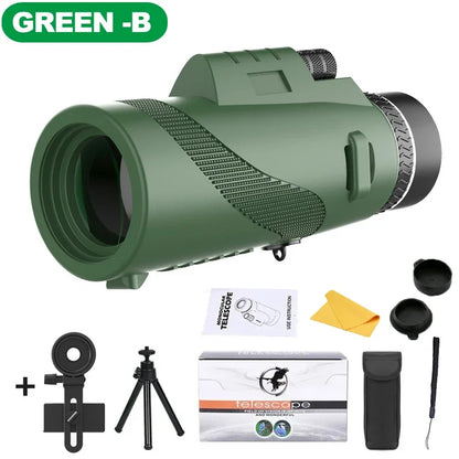 80x100 HD High Power Binoculars 5000M Long Range Zoom Compact Folding Telescope for Hunting Camping Travel