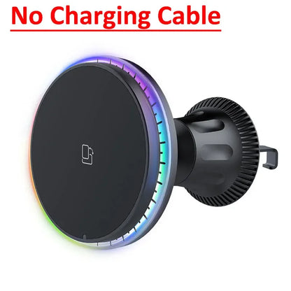 Magnetic Car Wireless Charger RGB For iPhone12 13 14 15 16 17 Pro Max Macsafe Car Phone Holder Stand Mount Fast Charging Station
