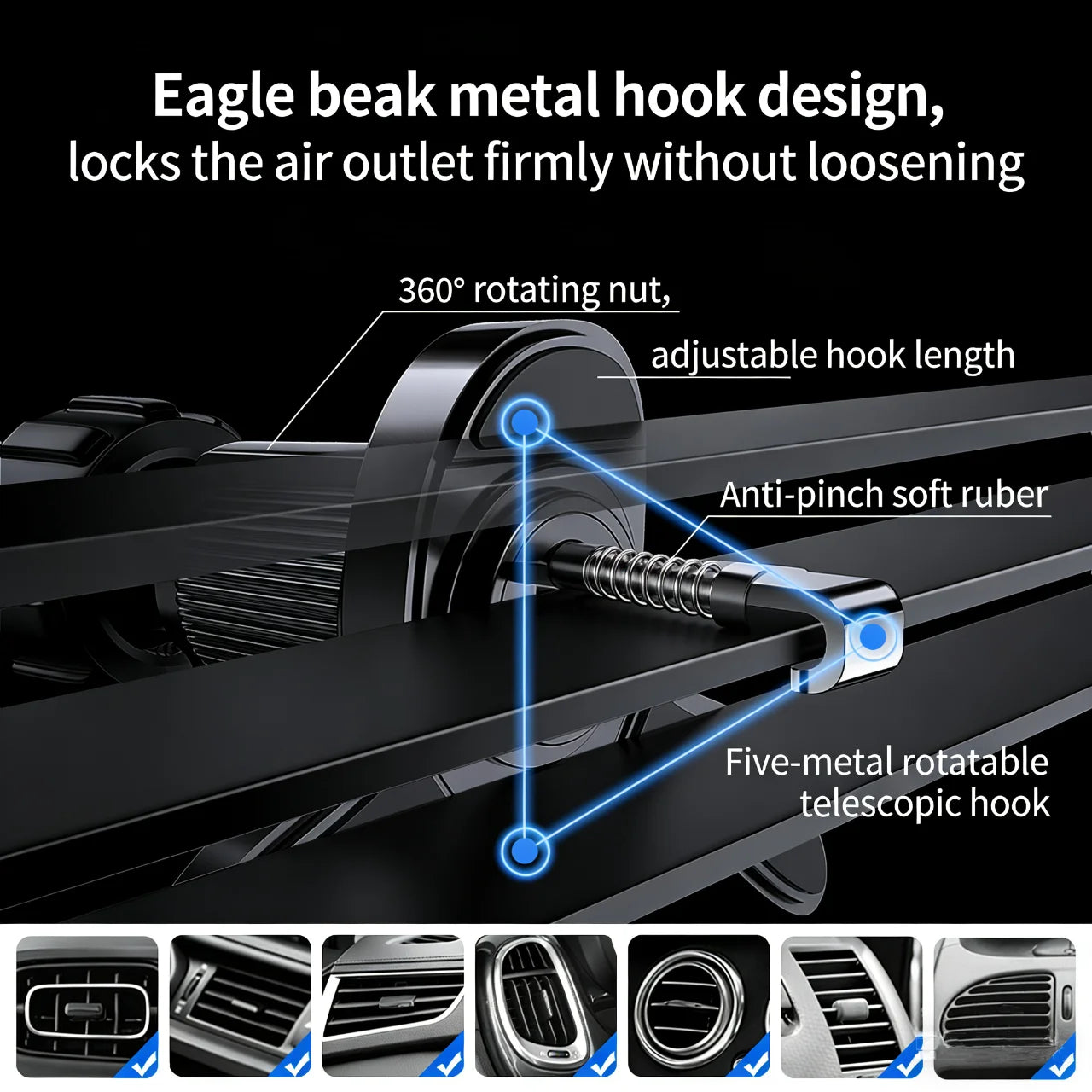 MagSafe Car Mount, 17 N52 Magnets Air Vent Phone Holder, 360° Rotatable, Fit iPhone 16-12 Series & All Phones, with MagneticRing