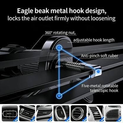 MagSafe Car Mount, 17 N52 Magnets Air Vent Phone Holder, 360° Rotatable, Fit iPhone 16-12 Series & All Phones, with MagneticRing