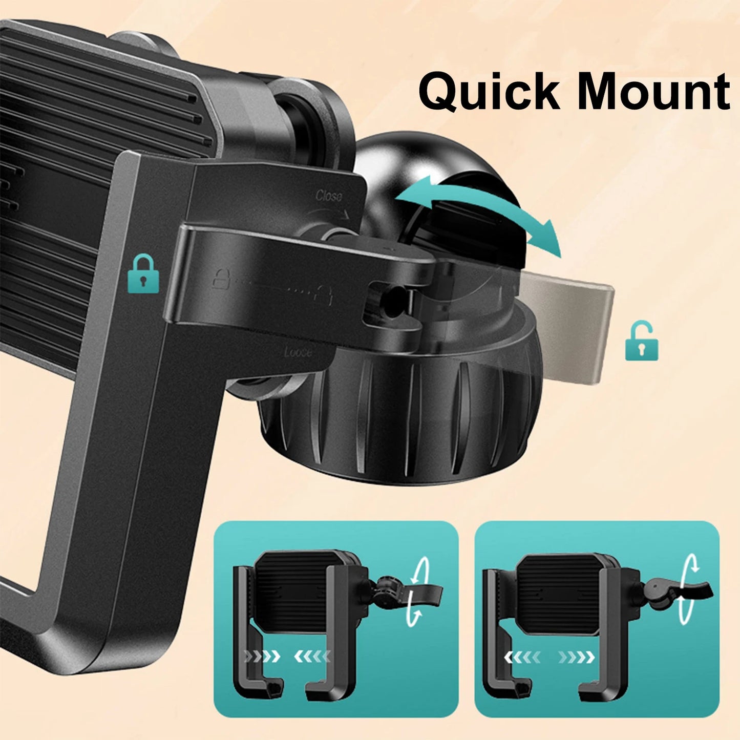 Motorcycle Phone Mount with Vibration Dampener - 30s Tool-Free Install & Quick Lock, Universal for Bike/MTB, Fit 4-7" Phones
