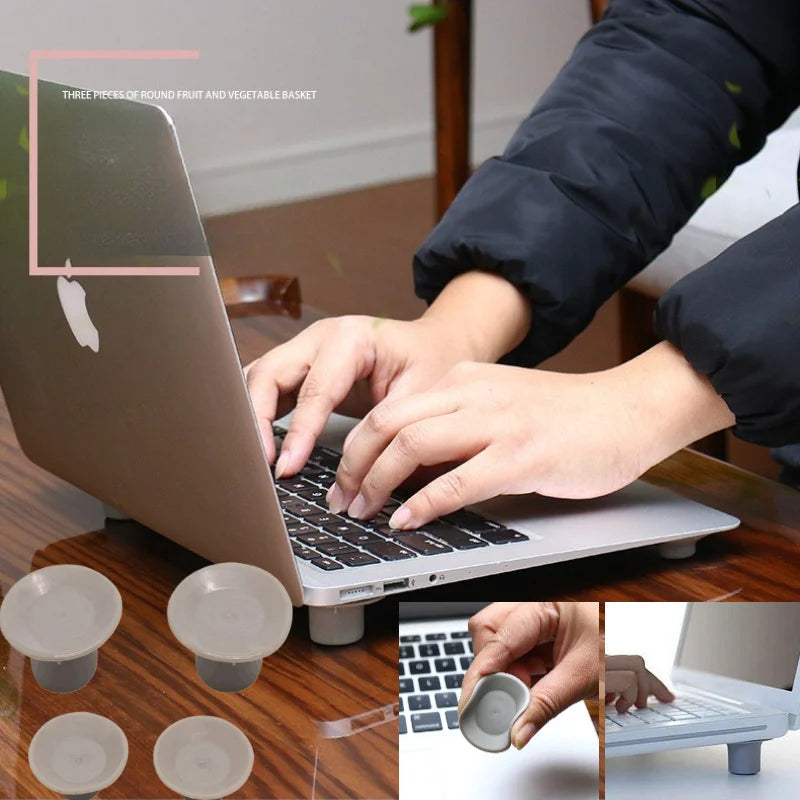 4Pcs Portable Laptop Cooling Pad Non-Slip Desktop Notebook Support Stand Heat Dissipation Desk Organizer