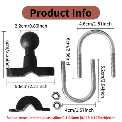 Motorcycle Handlebar Accessories U Bolt Mount Base Kit 2.2cm Ball Clamp Bracket for Motorbike Phone Holder Easily Install