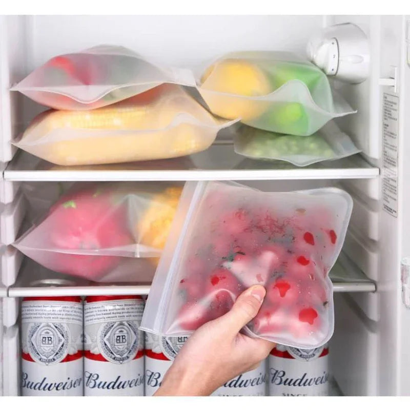 Silicone Food Storage Containers Reusable Food Storage Bags Lunch Bags Stand Up Zip Shut Bag Cup Fresh Food Leakproof Containers
