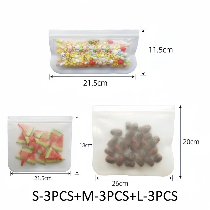 Silicone Food Storage Containers Reusable Food Storage Bags Lunch Bags Stand Up Zip Shut Bag Cup Fresh Food Leakproof Containers