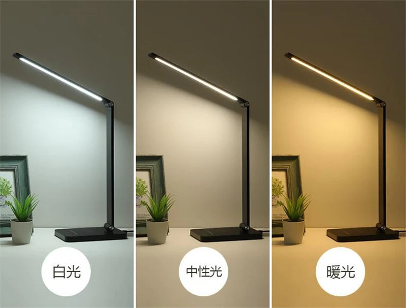 Wireless Charger LED Desk Lamp USB Charging Dimmable Touch Control Eye-caring Table Lights Port For Bedroom Living Room Office