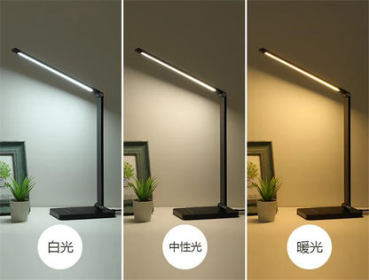 Wireless Charger LED Desk Lamp USB Charging Dimmable Touch Control Eye-caring Table Lights Port For Bedroom Living Room Office