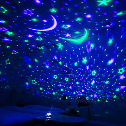 LED Night Light Starry Sky Galaxy Moon Projector Light Auto Color Changing USB 5V RGB Ambient Light for Kids Room Birthday Party