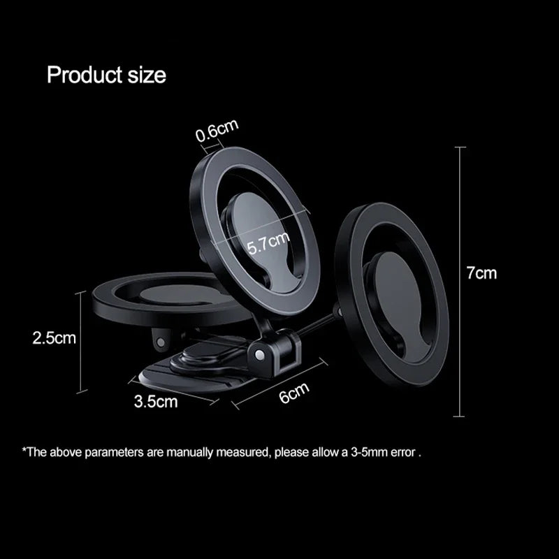 Magsafe Car Mount 360° Rotation All-Metal Magnetic Phone Holder for Car Dashboard Strong Magnets Folding Car Phone Holder Mount