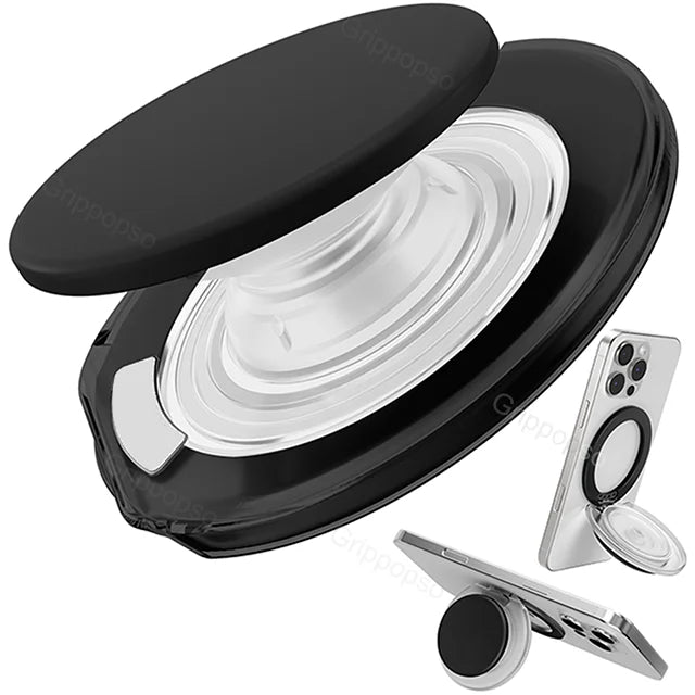 Grippopso for MagSafe Phone Grip with Built-in Phone Stand Adjustable Kickstand for Portrait or Landscape Strong Magnetic Holder