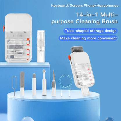 14 in 1 Digital Electronic Cleaning Set Screen Cleaning Bracket Design Phone Keyboard Cleaner Kit Portable Multipurpose