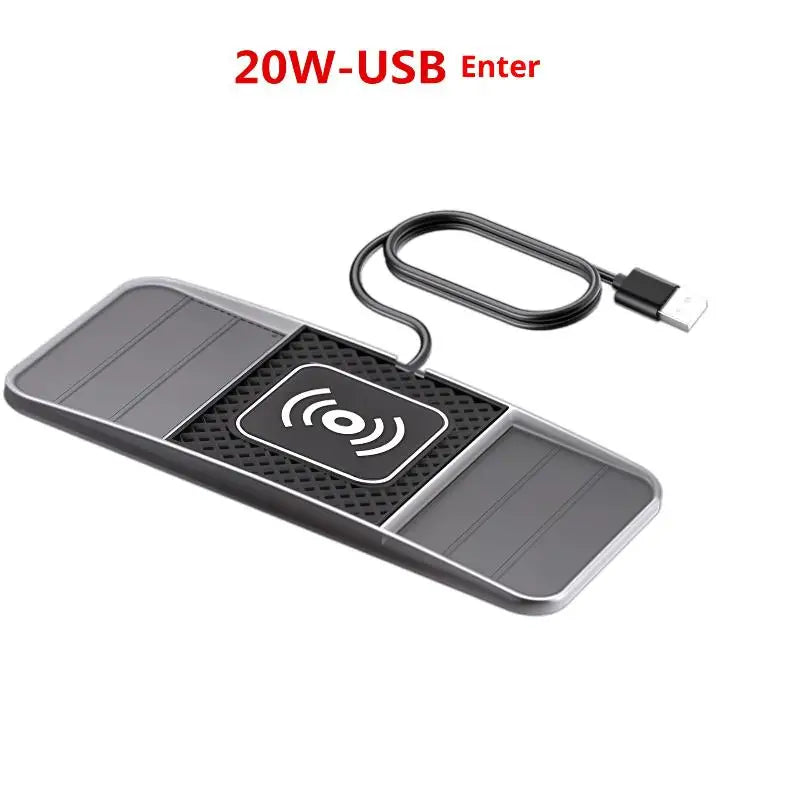 20W Car Wireless Charger Car Charging Pad Anti-slip Mat Modification Accessories Fast Charging Dual Slot Design