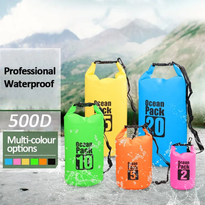 Dry PVC waterproof bags for men and women, 2L/5L/10L/20L/30L, outdoor swimming bucket bags, rafting bags