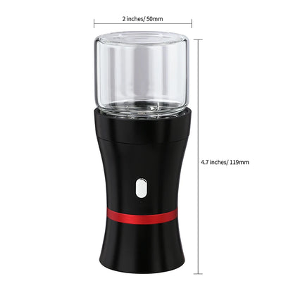Electric Herb Grinder Compact Size Updated 6 Blades with 50ml Glass Herb Jars USB-Rechargeable Automatic Electric Grinder