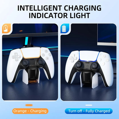 Mini Charging Dock for PS5 Controller Fast USB Charging Station for PS5 DualSense Edge Controller with Charger Indicator