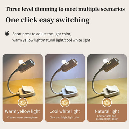 LED USB charging desk lamp with Clip Eye Protection Portable Book Light 3 Colors Night Light Student Bedside Study Reading Lamp