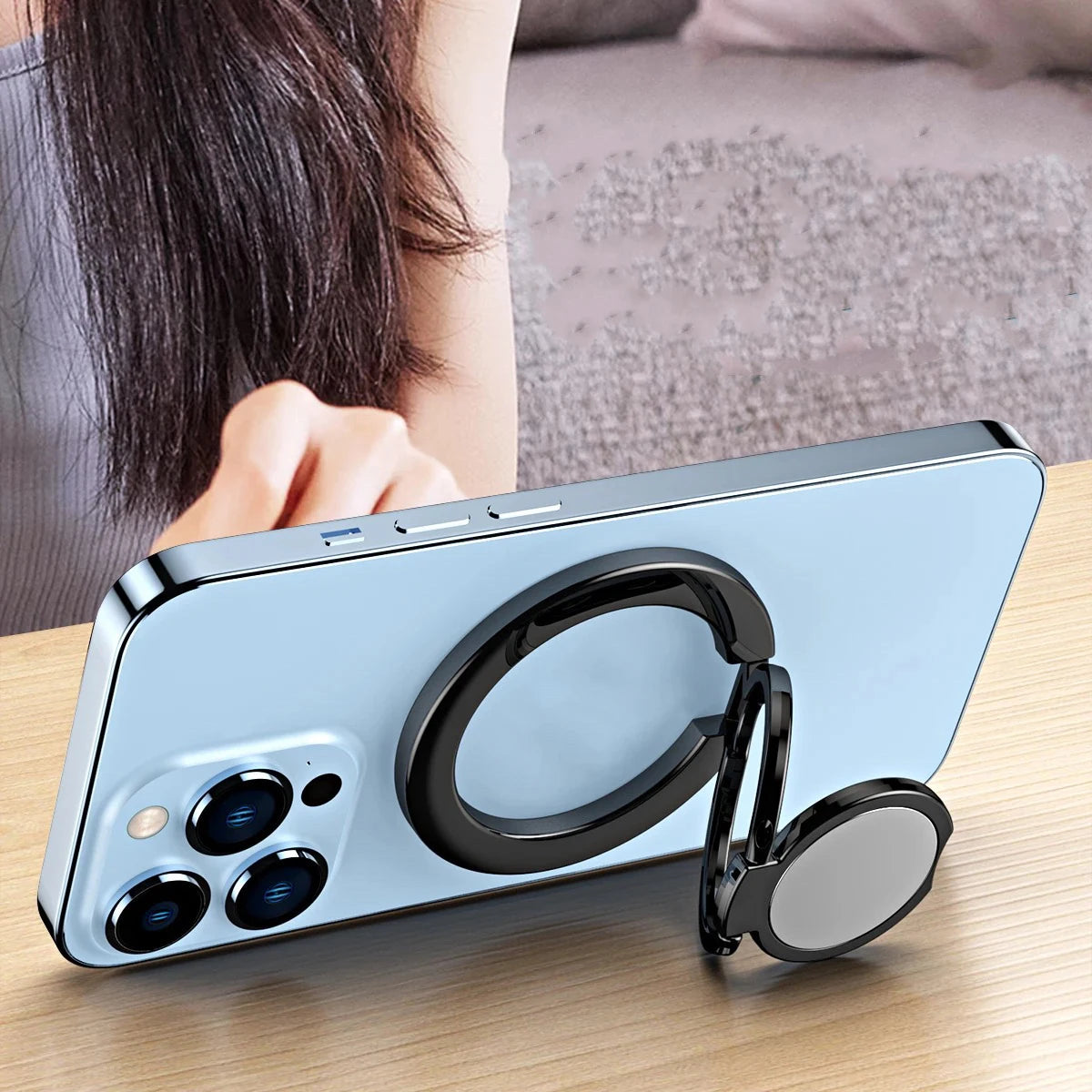 Magsafe Metal 3-Section Middle Disc Magnetic Suction Ring Bracket 360° Rotating Charging Universal Folding Ultra-Thin Lifting C