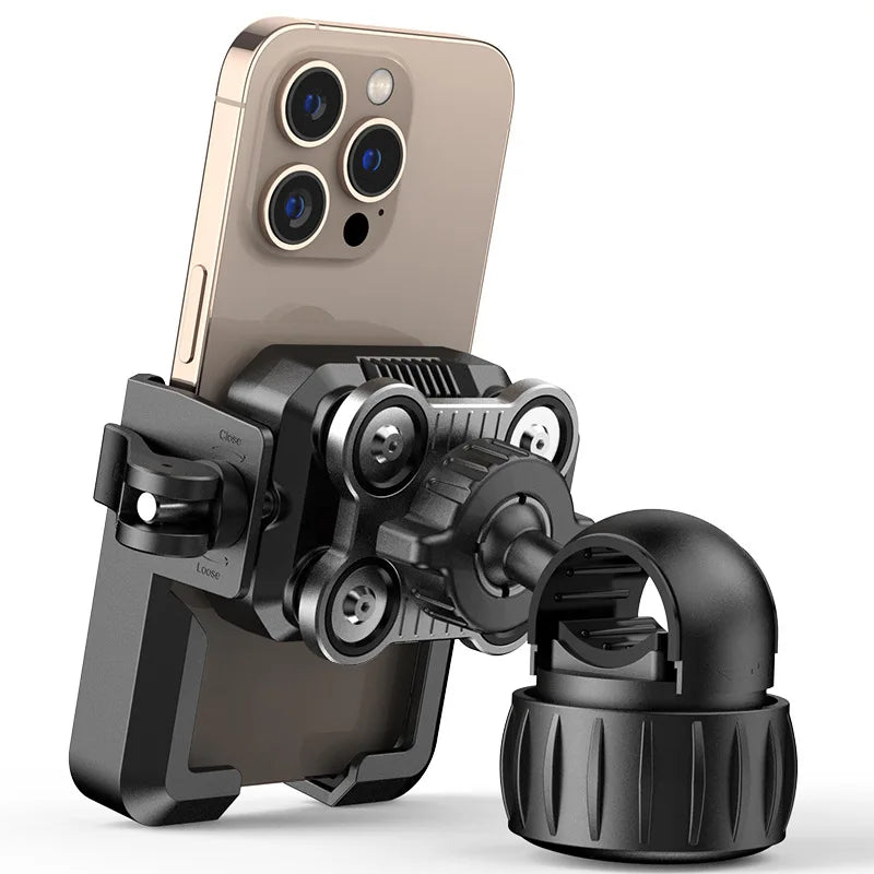 Motorcycle Phone Mount with Vibration Dampener - 30s Tool-Free Install & Quick Lock, Universal for Bike/MTB, Fit 4-7" Phones