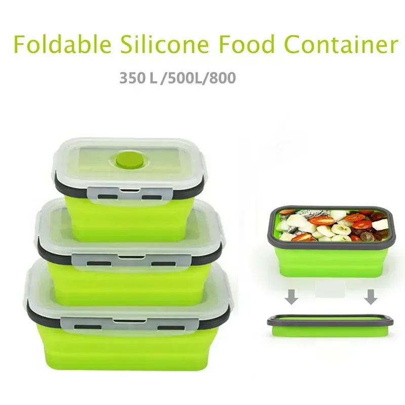Collapsible Silicone Food Container Portable Bento Lunch Box Microware Home Kitchen Outdoor Food Storage Containers Box