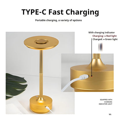 Charging LED Desk Lamp with Battery Restaurant Bar Table Lamp Dimming Atmosphere Retro Portable Charging Touch USB Read Lamp