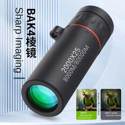 2000x25 HD Mini Portable Binoculars for Outdoor Camping Hunting & Birdwatching Compact Travel Size Magnifying Glass