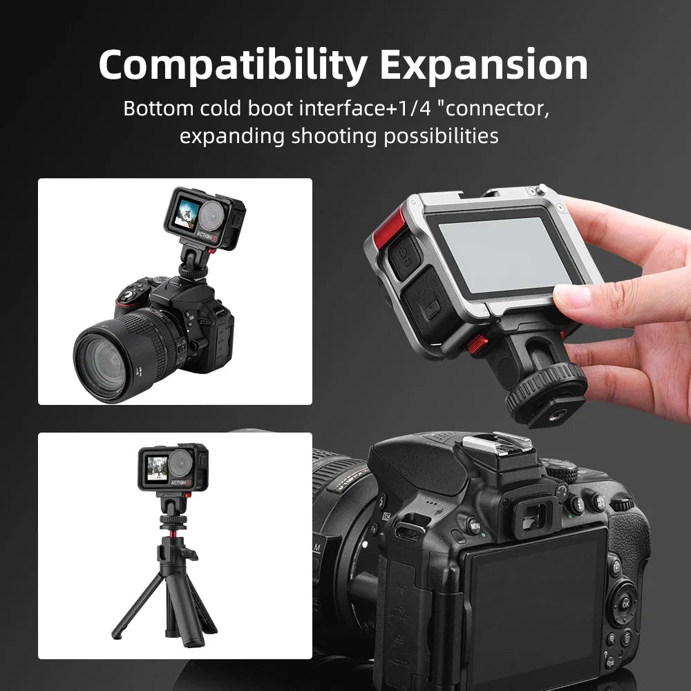 Camera Mount For DJI OSMO Action 5 Pro/4/3/Osmo 360 Magnetic Extension Base Quick Release 1/4 Interface Cold Shoe Base Accessory