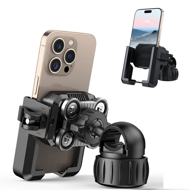 Motorcycle Phone Mount with Vibration Dampener - 30s Tool-Free Install & Quick Lock, Universal for Bike/MTB, Fit 4-7" Phones