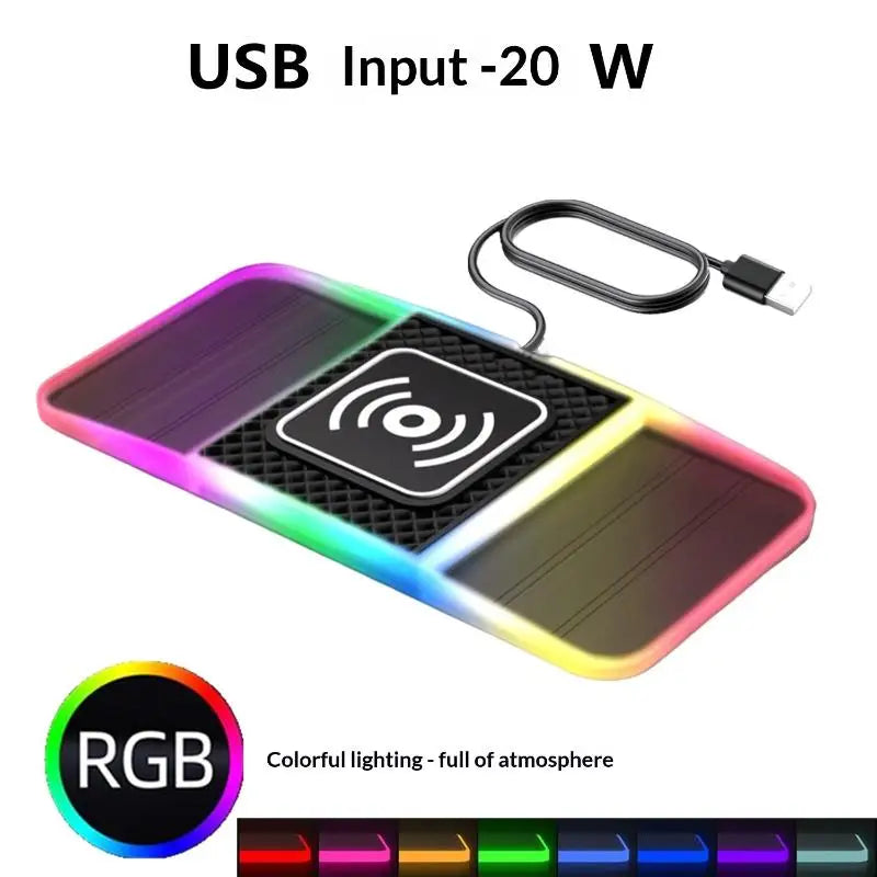20W Car Wireless Charger Car Charging Pad Anti-slip Mat Modification Accessories Fast Charging Dual Slot Design