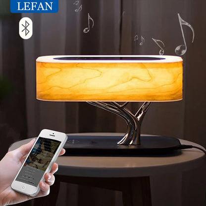Smart Bedside LED Desk Lamp Built-in Bluetooth Speaker Wireless Phone Charger Smart LED Dimmable  Lamp Cafe Bar Table Light
