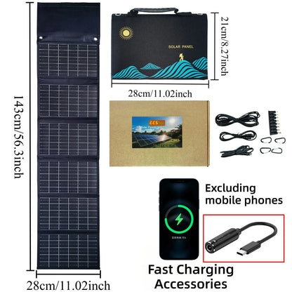Portable Solar Charger 50W 90W Foldable ETFE Waterproof Solar Power Bank With Dual USB DC Output For Outdoor Emergency Camping