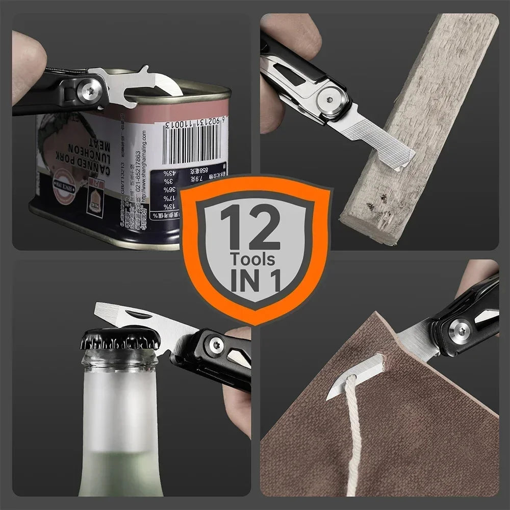 NexTool 12-in-1 Multitool Knife Outdoor Pocket Knife Survival Kit Folding Multi Tool Screwdriver EDC Tools with Nylon Case