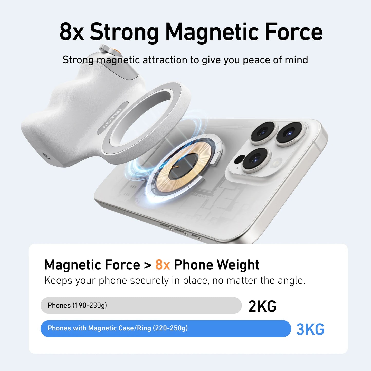 TELESIN Phone Camera Shoot Hand Grip Magnetic Smart Phone Holder Shooting Aid Remote Control Handle For Iphone Android Phone