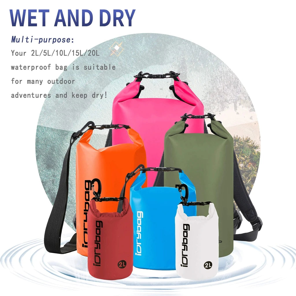 Idrybag Dry Bags Waterproof Bag for Women Men 2/5/10/15/20L Swimming Rafting Kayaking River Trekking Waterproof Dry Bag Backpack