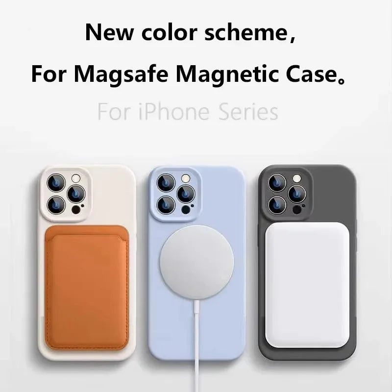 Magnetic Luxury Wireless Charge For Magsafe Phone Cases for iPhone 16 Plus 15 14 13 17 Pro Max 17 Original Liquid Silicone Cover