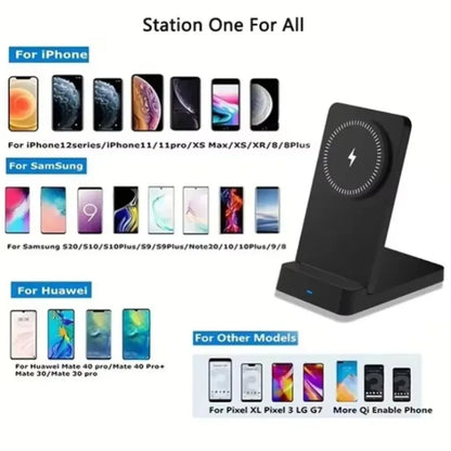 Magnetic Fast Charging Station 15W Wireless Charger Desktop Fold Smart Phone Holder Charge For Magsafe iPhone 16 15 14 13 12 Pro