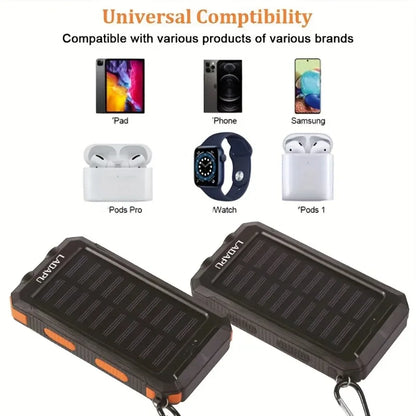 New 30000mAh Solar Power Bank  Portable Charging Poverbank External Battery Charger Strong Light LDE Light for All Smartphones