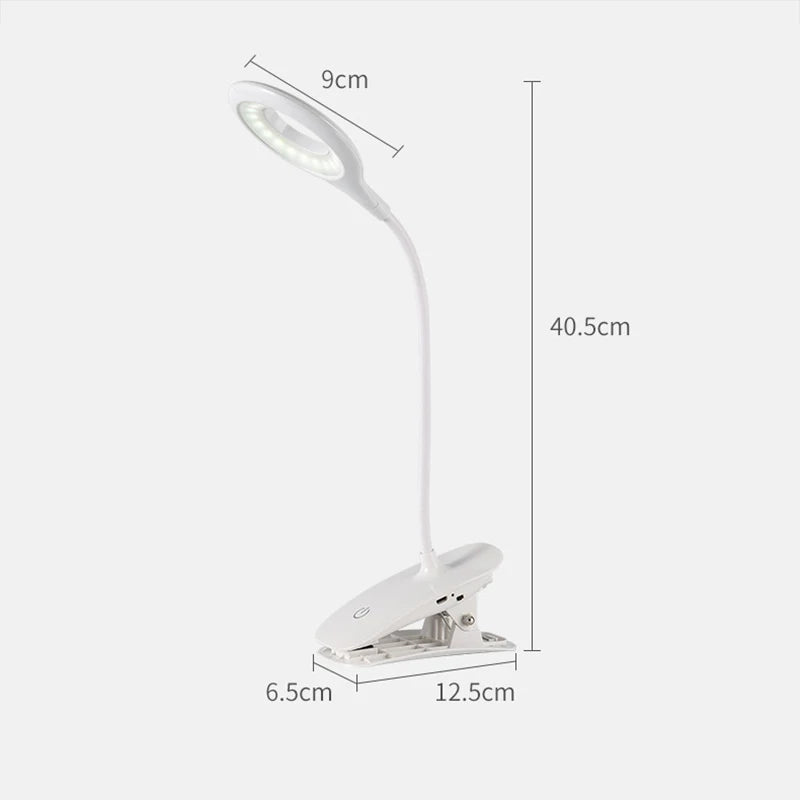 LED Desk Lamp Clip On Type USB Charging With Built In Lithium Battery Touch Dimming 3 Modes Learning Reading Table Lamp