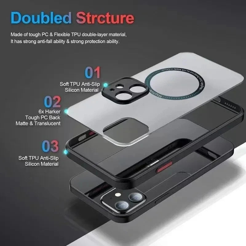 Armor Magnetic for Magsafe Wireless Charge Case On for iPhone 16 15 14 13 11 12 Pro Max 13 Mini 14 Plus Cover Funda