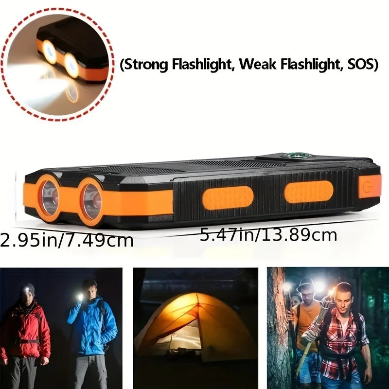 Solar Power Bank 200000mAh Portable Charging Poverbank External Battery Charger Strong Light LDE Light for All Smartphones