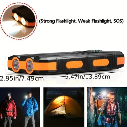 Solar Power Bank 200000mAh Portable Charging Poverbank External Battery Charger Strong Light LDE Light for All Smartphones