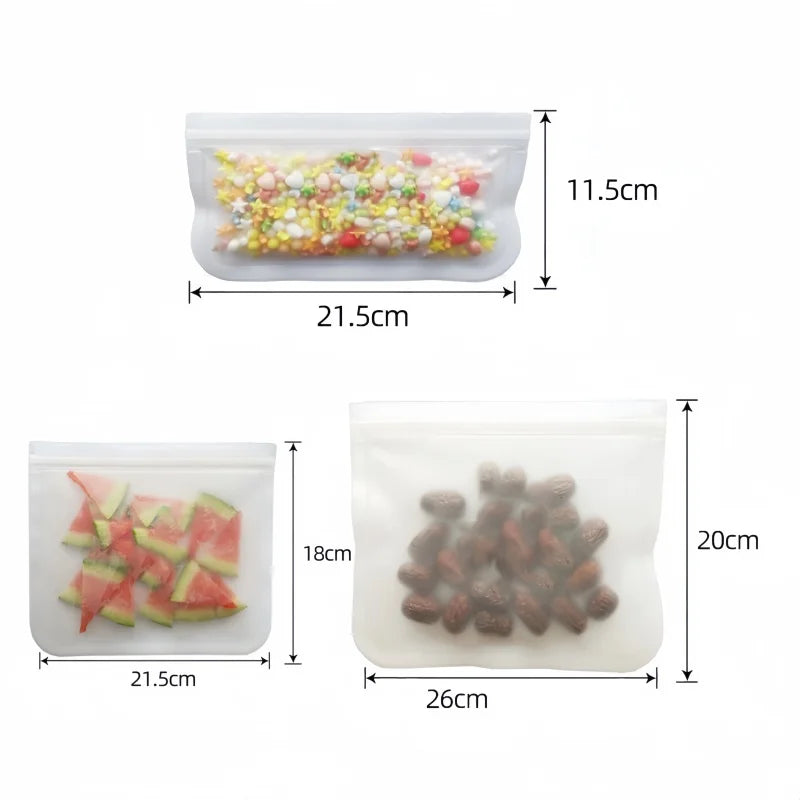 Silicone Food Storage Containers Reusable Food Storage Bags Lunch Bags Stand Up Zip Shut Bag Cup Fresh Food Leakproof Containers