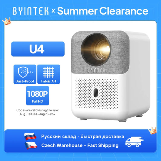 BYINTEK U4 LOVE 1 Smart Mini Home Theater Projector 4K 1080P Video Android WIFI for Smartphone Cinema