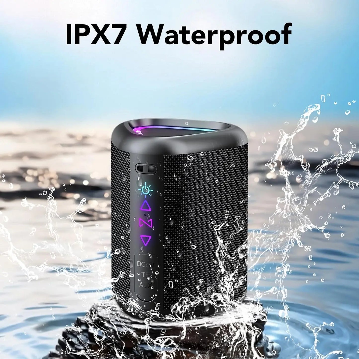 Bluetooth Speaker, 2026 Portable Wireless Speakers with Led Light, Bluetooth 5.4, 24H Playtime, Enhanced Bass, IPX7 Waterproof