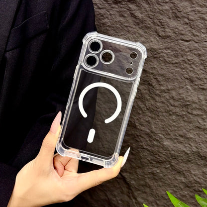 Shockproof Clear Phone Case For iPhone 18 17 16 15 14 13 12 11 Pro Max 17e 16e Air Magsafe Cushion Four Corner Silicone Cover
