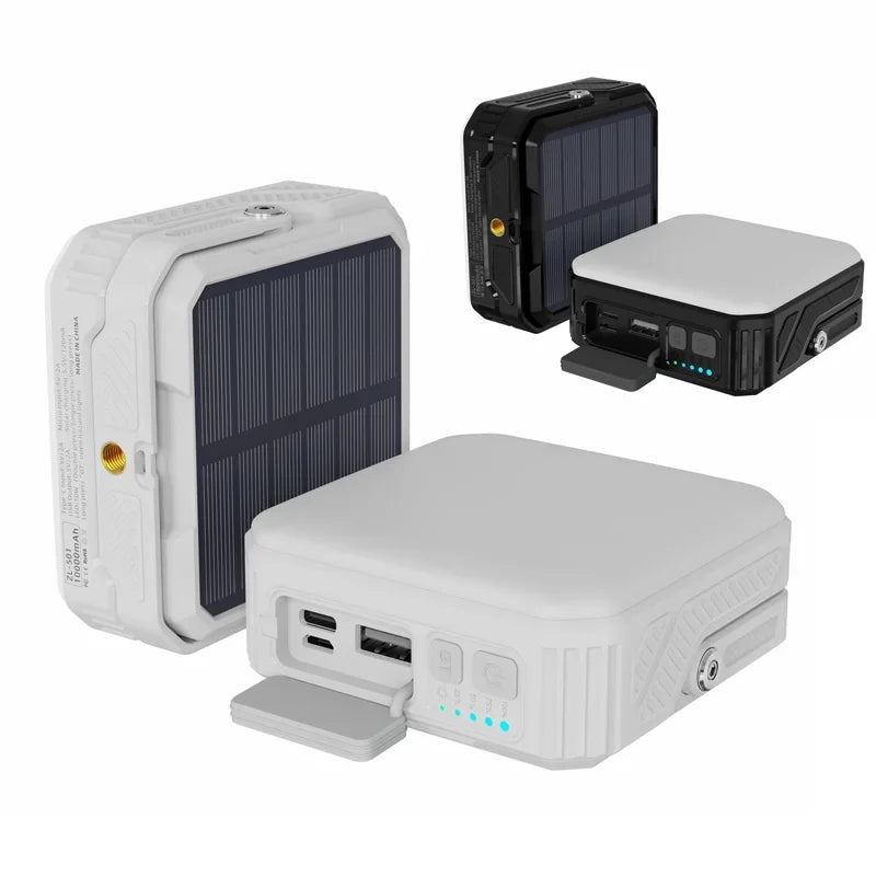 Solar Power Bank 10000mAh Powerbank Portable Charger External Battery Bracket Camping Tent Light Emergency Power Supply